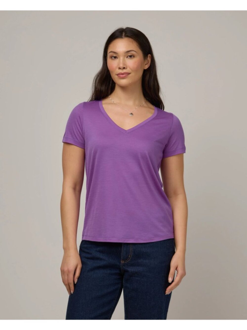 L.L. Bean T-Shirt Size 2X Purple V-Neck 100% Supima Cotton Short Sleeves - Picture 2 of 12